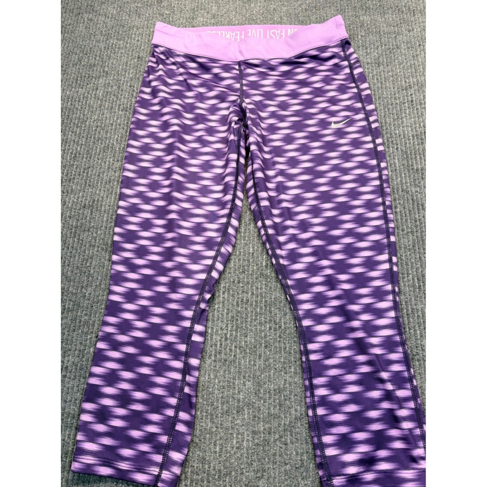 Women's Nike Dri-FIT Purple Run Fast Live Fearless Crop Running Leggings Large